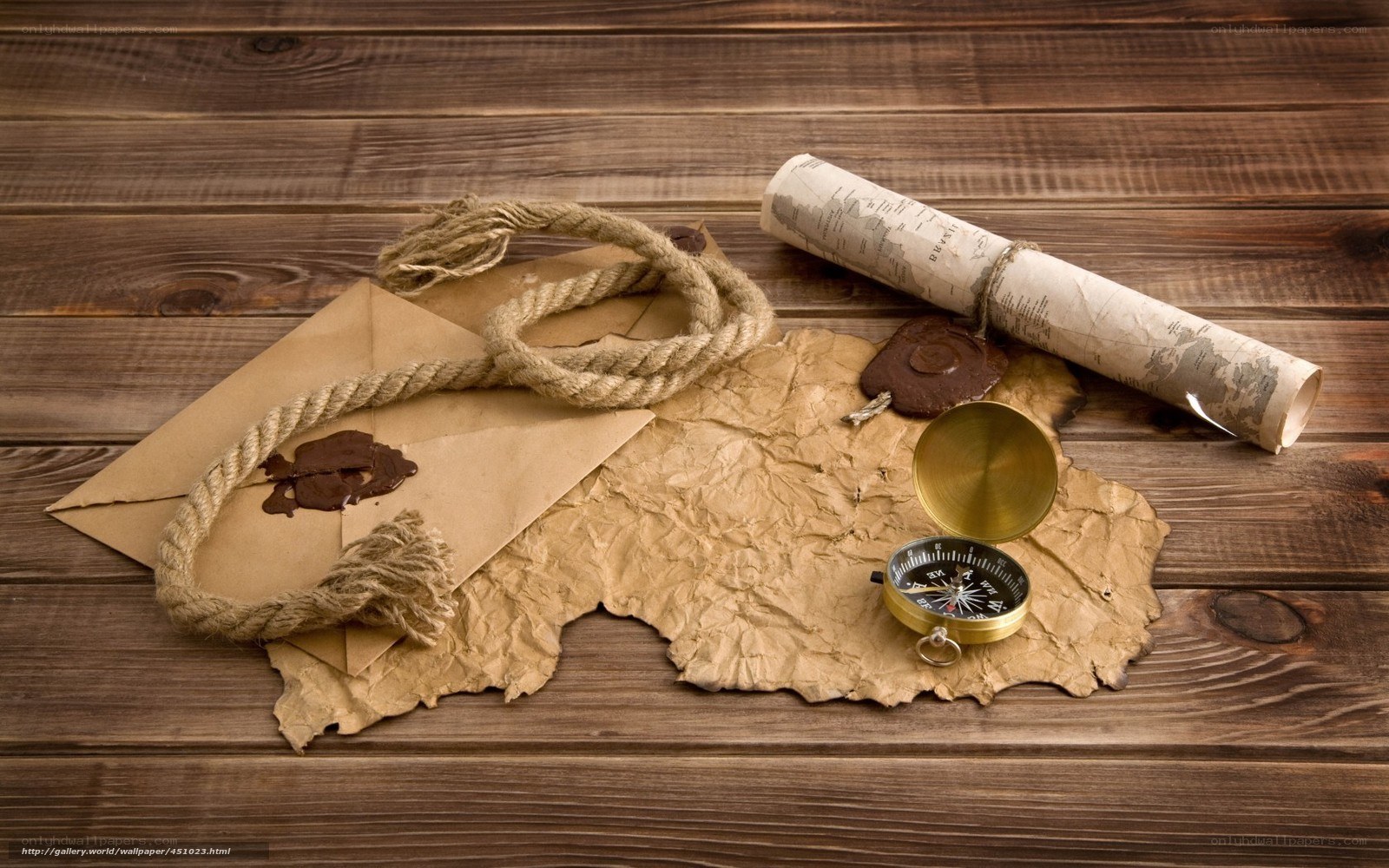 treasure map and compass