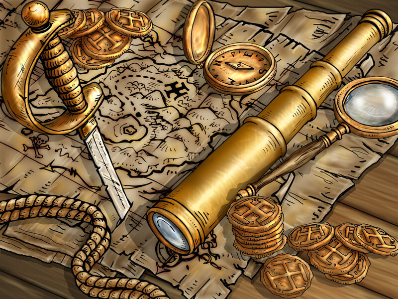 Treasure Map with Coins