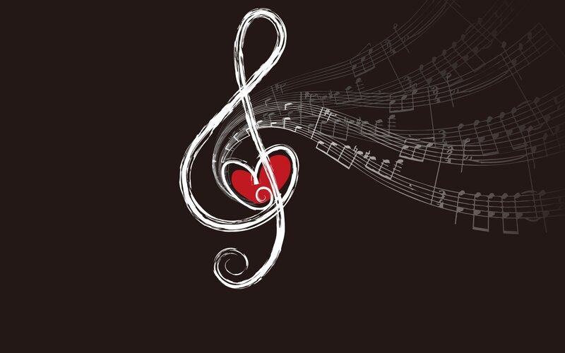 Treble Clef with Heart — Black, Artistic
