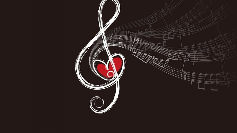 Treble Clef with Heart — Black, Artistic, Vector Art