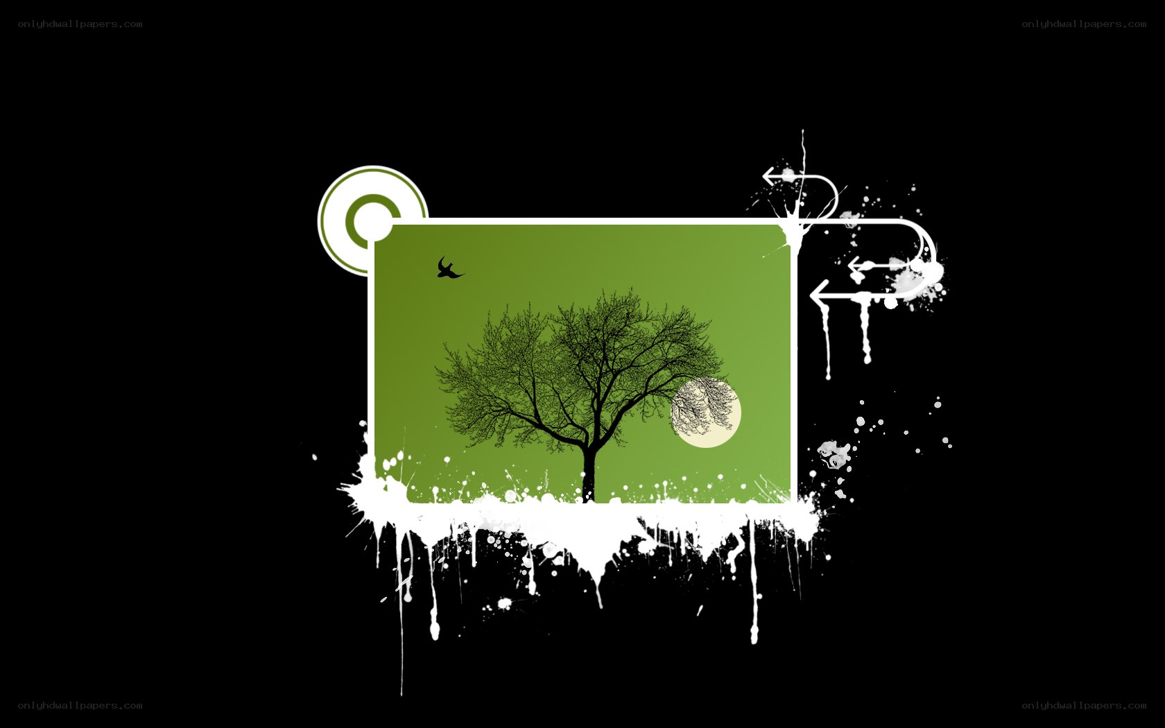 tree and moon abstract art