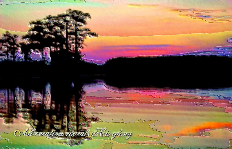 Tree at Sunset — Purple, Serene