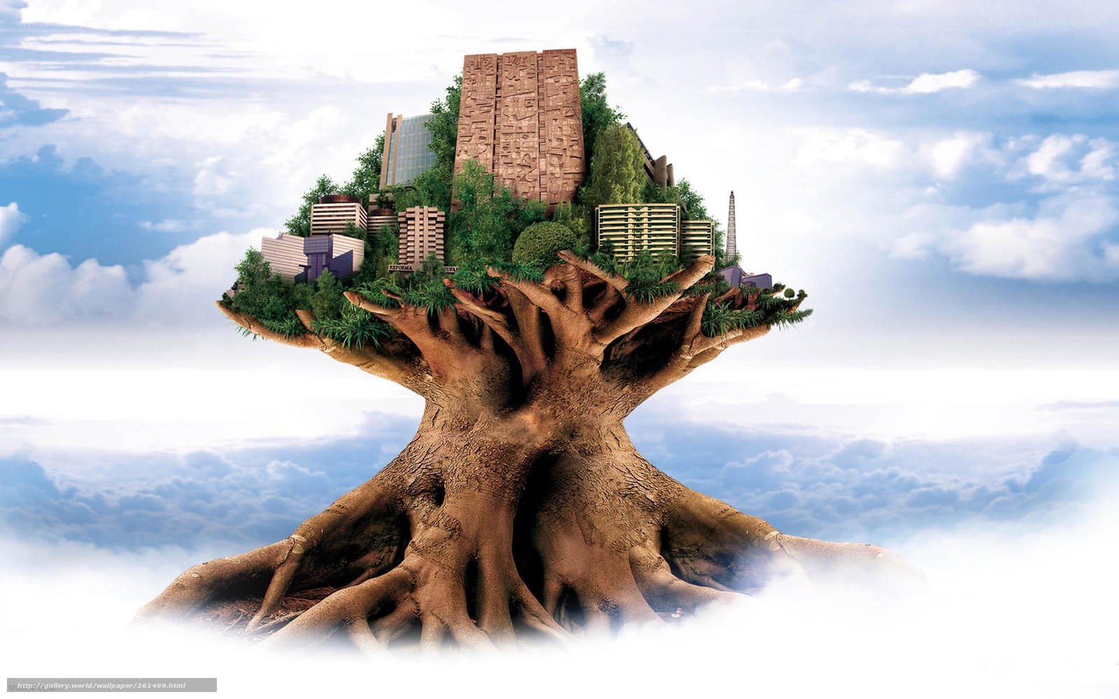 Tree city in the clouds