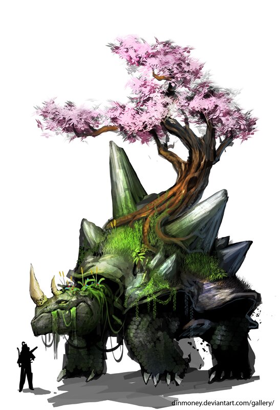 tree-covered creature concept art