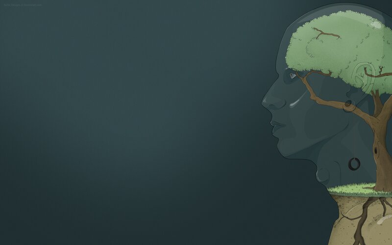 tree growing in a head