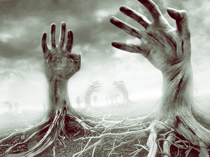 Tree Hands Emerging from Ground