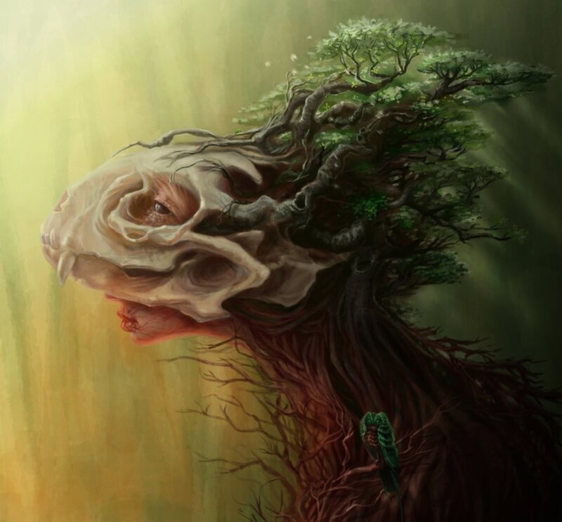 tree-headed creature in forest
