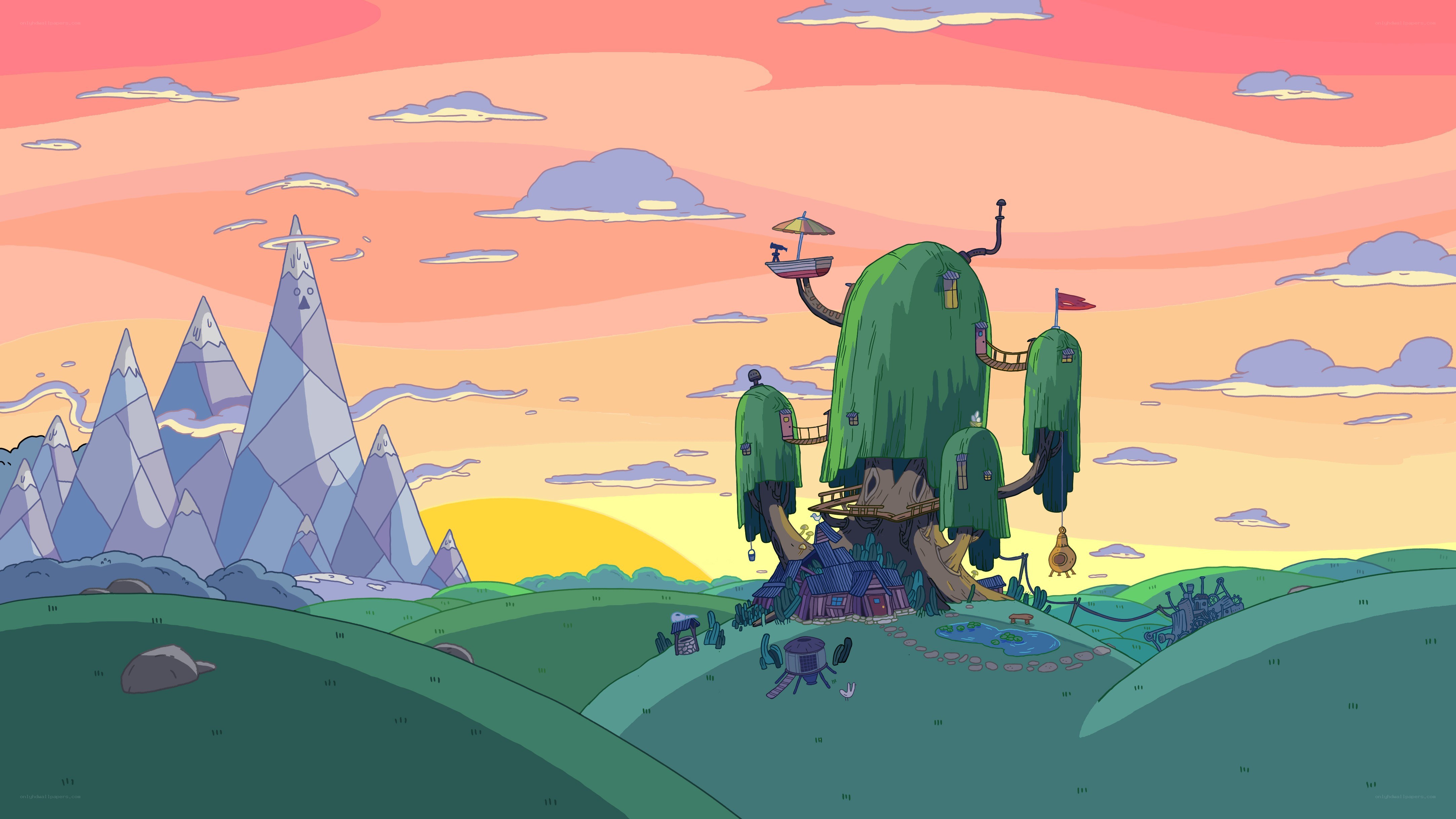 Tree house at sunset