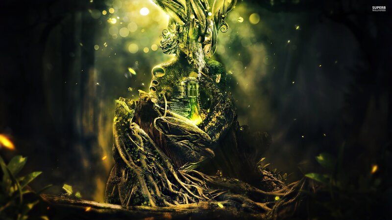 Tree House in Forest — Green, Mysterious