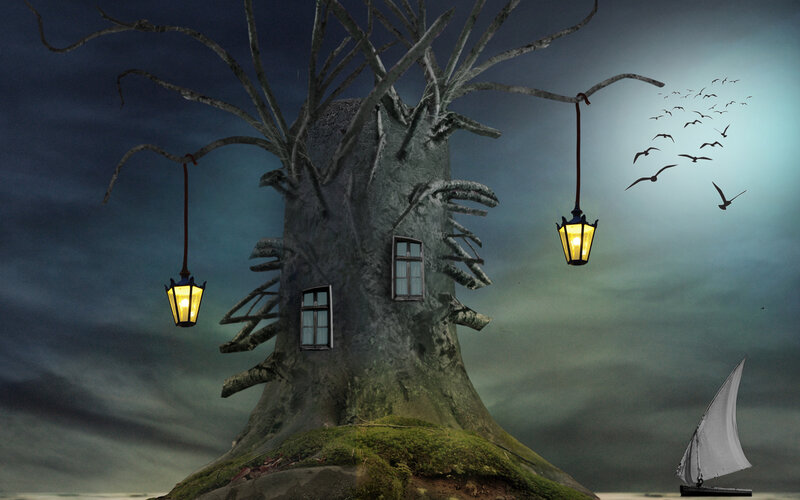 Tree House with Lanterns
