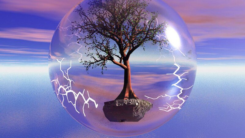 Tree in a Bubble — Blue, Dramatic