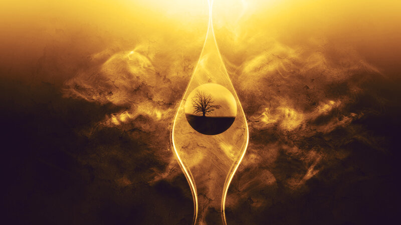 Tree in a Circular Frame — Yellow