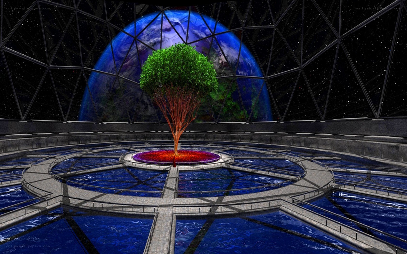 Tree in a futuristic dome
