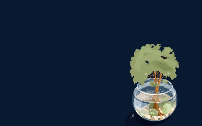 Tree in a Glass Bowl — Blue