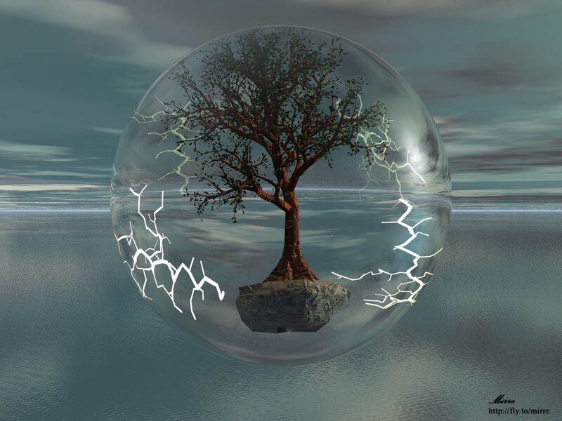 Tree in a Glass Sphere — Gray, Dramatic