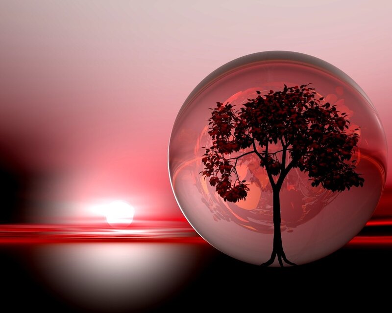 Tree in a Glass Sphere — Red