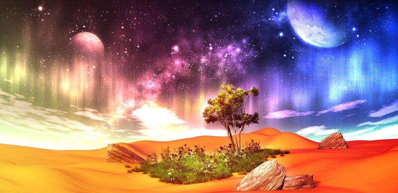 Tree in Desert Oasis — Orange