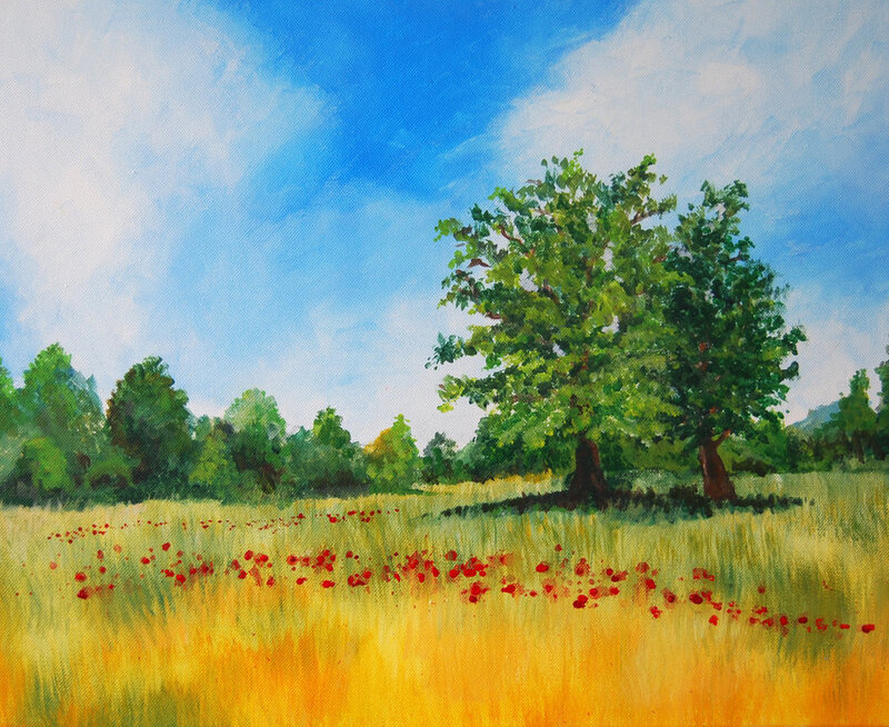 Tree in Field of Poppies