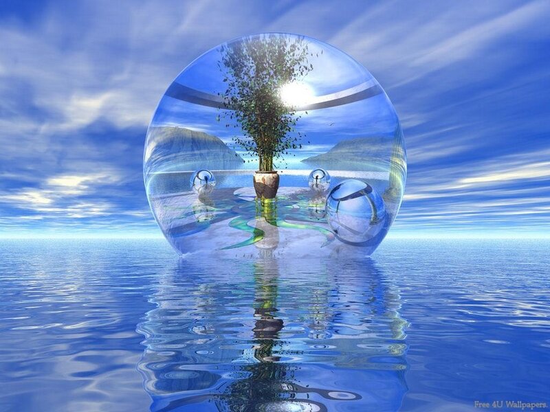 Tree in Glass Sphere — Blue