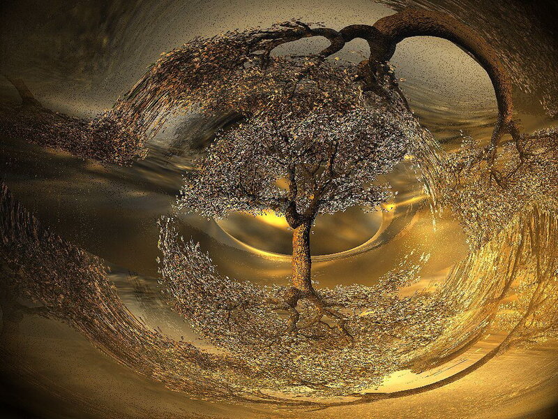 Tree in Golden Swirl