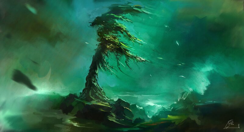 Tree in Storm — Green