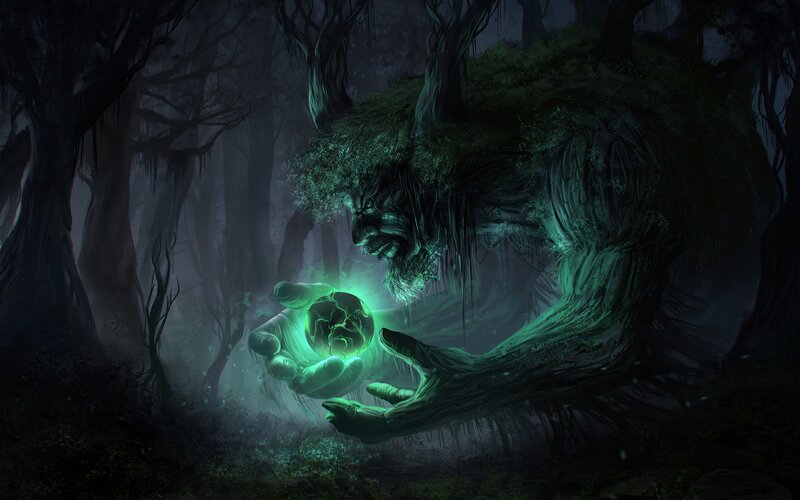 Tree-like Creature Holding Orb