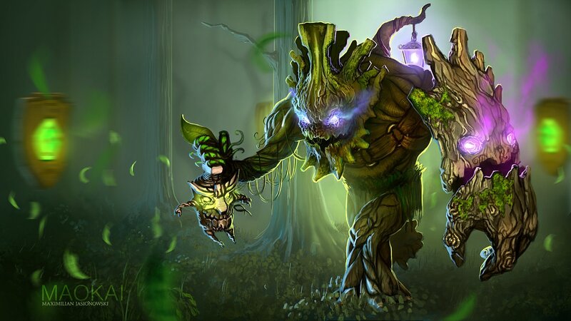 Tree-like Creature in Forest — Green, Dark