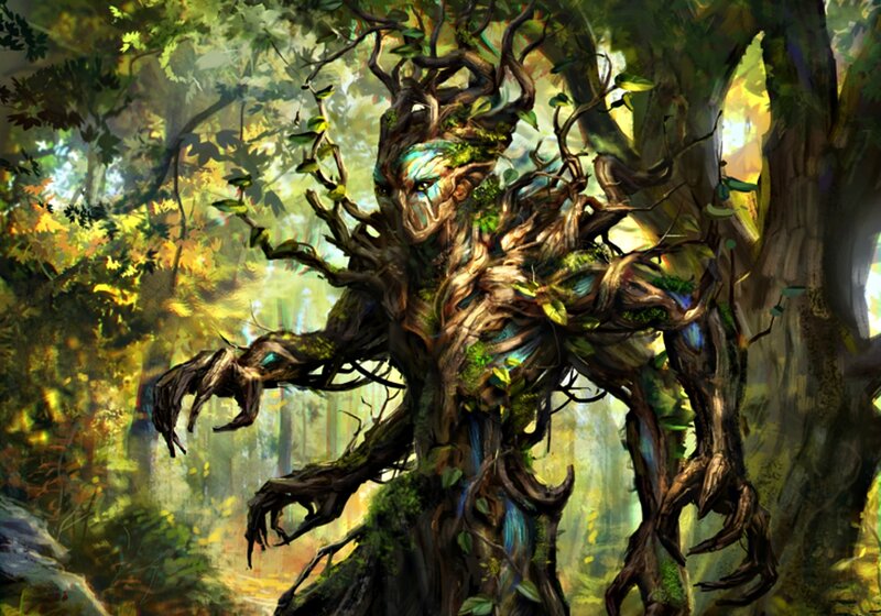 Tree-like Creature in Forest — Green, Dramatic, Afternoon