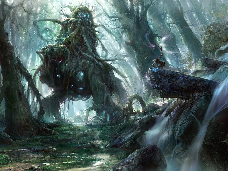 Tree-like Creature in Forest — Green, Mystical