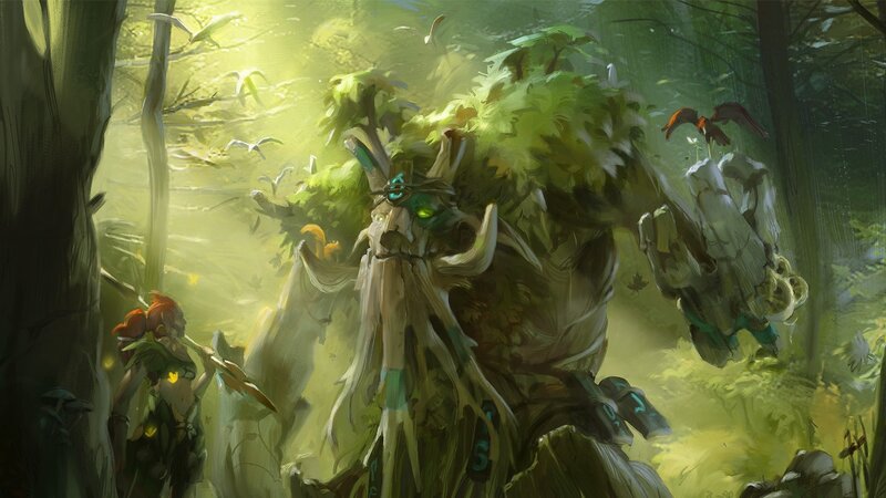 Tree-like Creature in Forest — Green, Serene, Morning