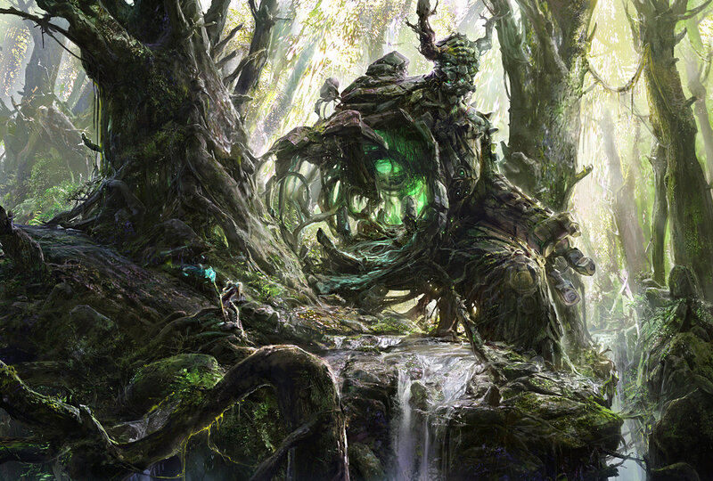 Tree-like Creature in Forest — Green