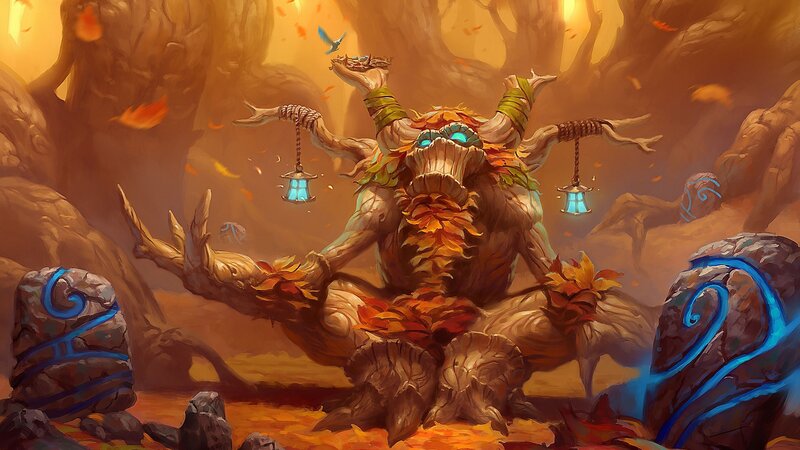 Tree-like Creature with Lanterns — Orange, Dramatic, Autumn, Digital Art