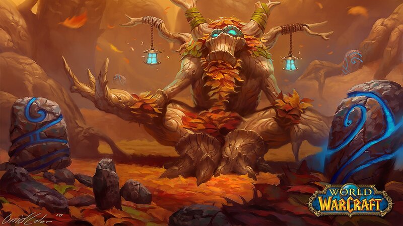 Tree-like Creature with Lanterns — Orange, Dramatic
