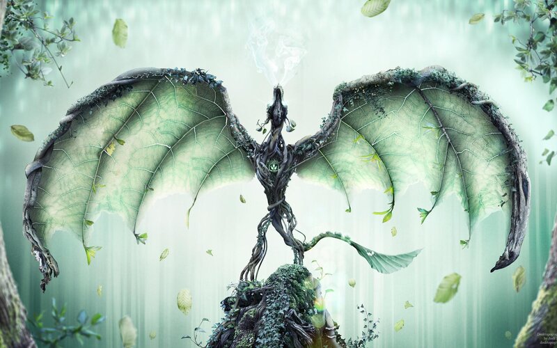 Tree-like Dragon with Leaf Wings