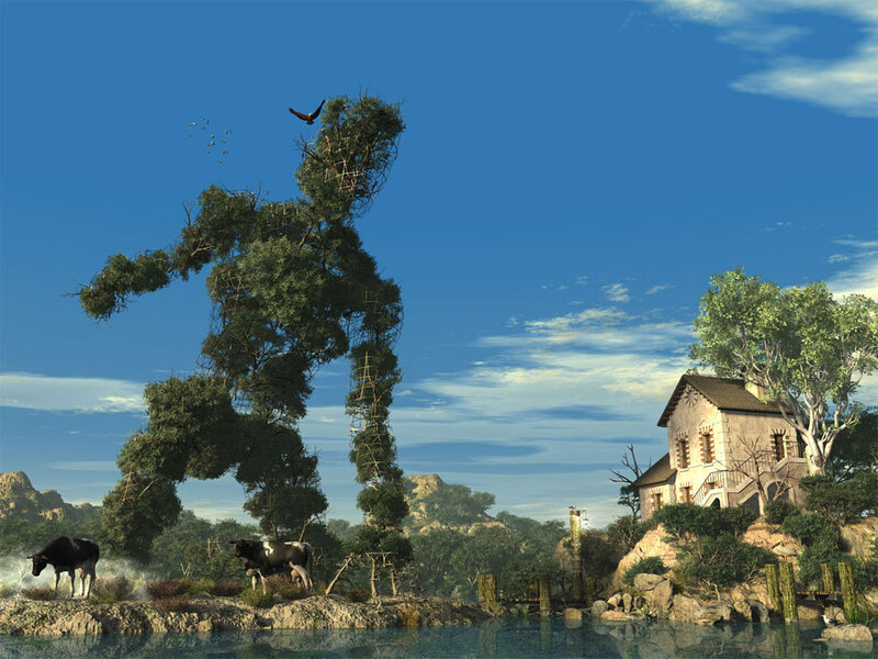 Tree-like Humanoid Figure — Blue