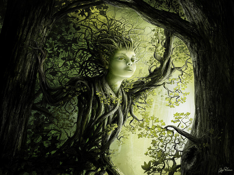 Tree-like Humanoid Figure — Green
