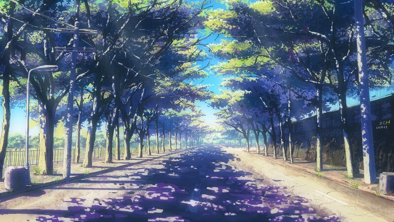 Tree-lined Street — Blue
