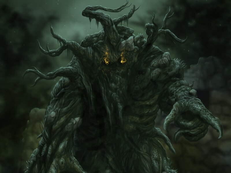 tree monster in dark forest