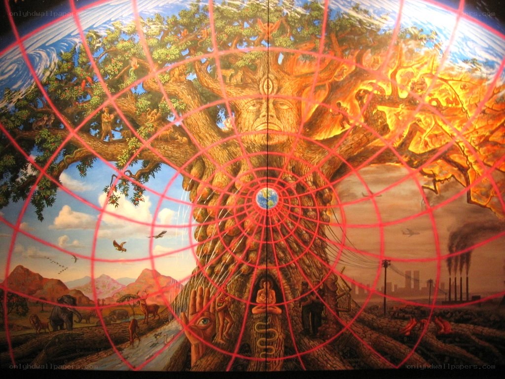 Tree of Life with red grid