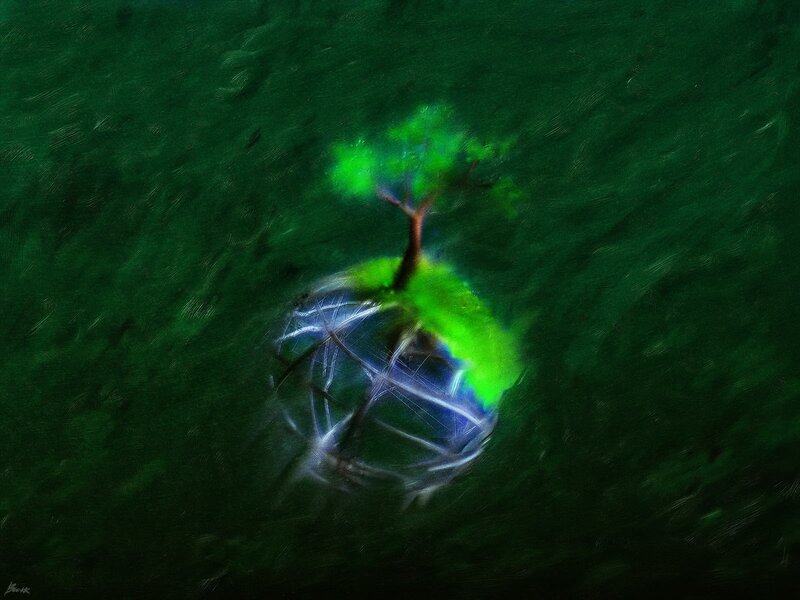Tree on a glowing sphere