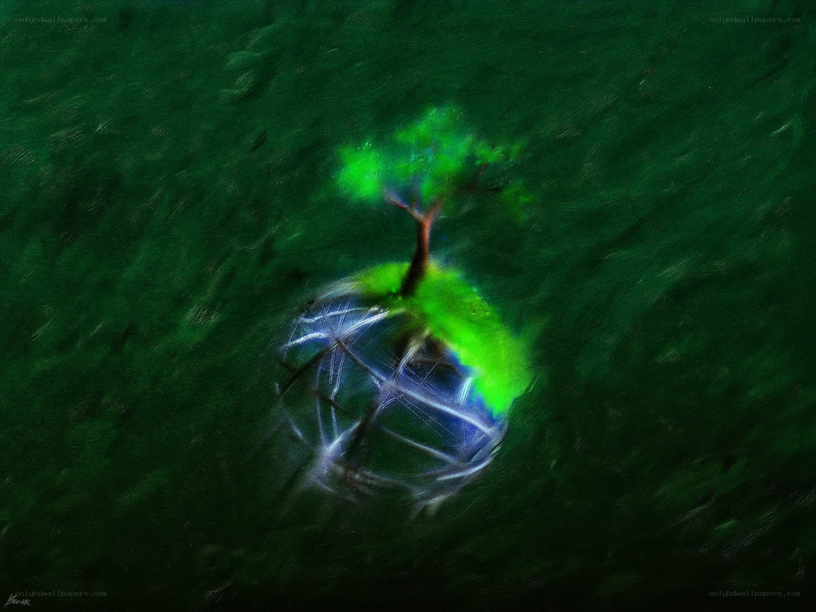 Tree on a glowing sphere