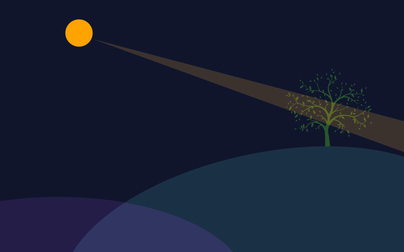 Tree on a Hill — Dark Blue