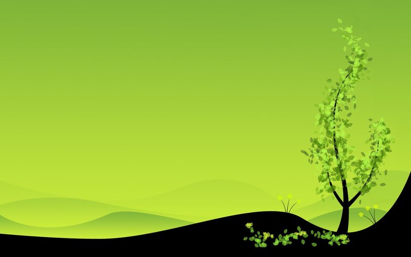 Tree on a Hill — Green, Serene, Vector Art, Flowers