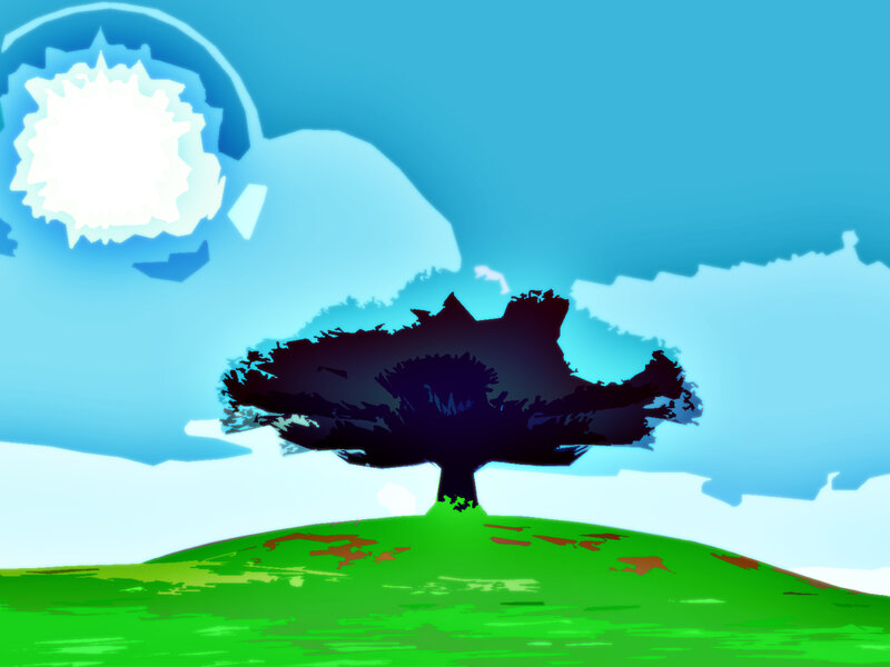 tree on a hill under the sun