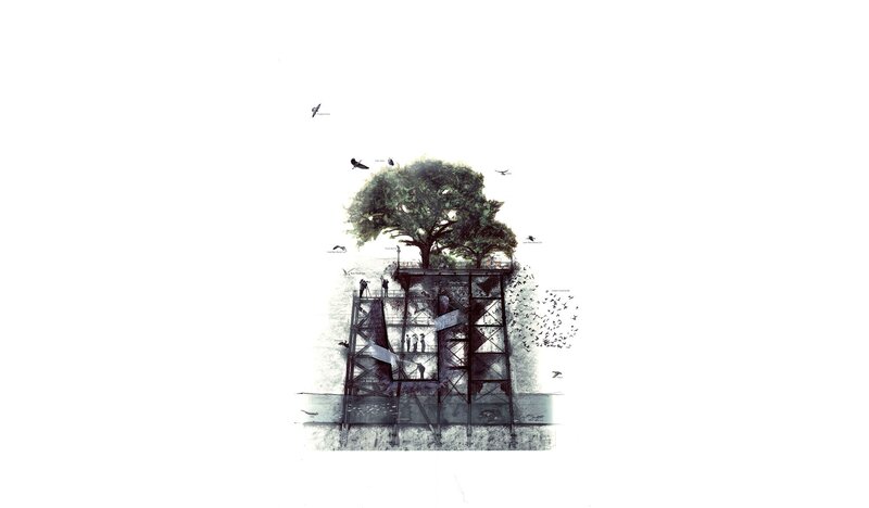 tree on a platform