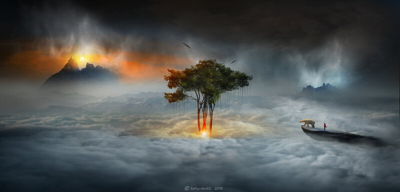 Tree on Cloud Island — Gray