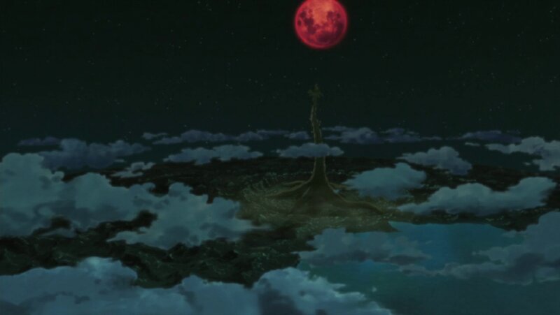 Tree on Floating Island — Black, Dramatic