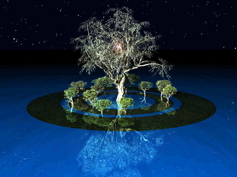 Tree on Floating Island — Blue
