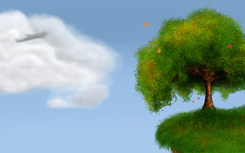 Tree on Floating Island — Green