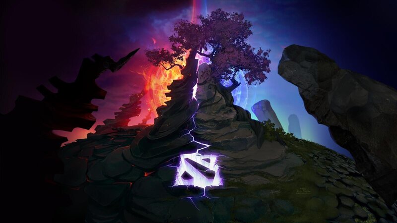 Tree on Rocky Cliff — Purple, Dramatic